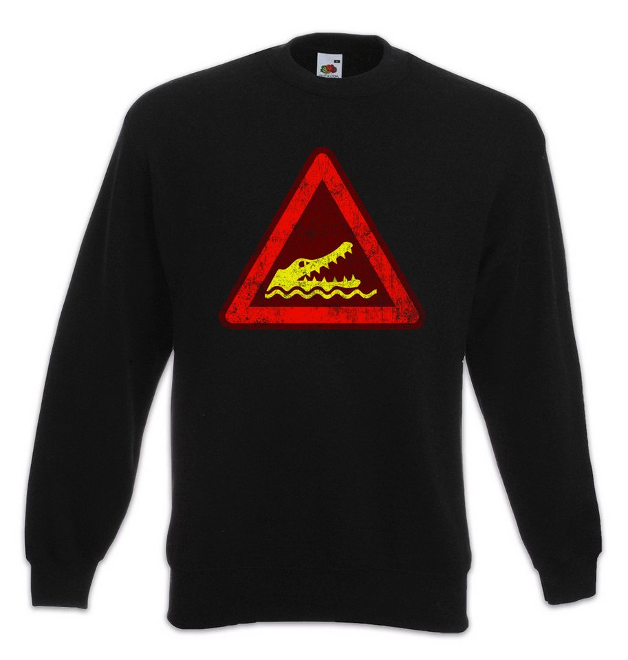 Urban Backwoods Sweatshirt Crocodile Warning Sign I Sweatshirt Warnung Schild Krokodil Warnschild (1-tlg) Swamp Sumpf Symbol Logo von Urban Backwoods
