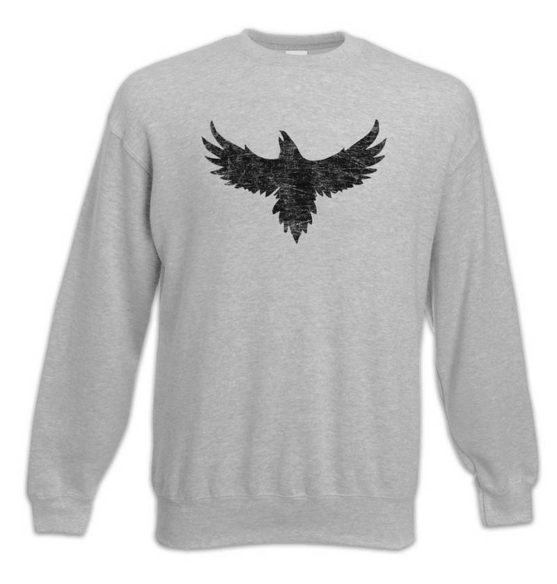 Urban Backwoods Sweatshirt Crow Silhouette Sweatshirt Krähe Rabe Vogel Bird Raven Poe Edgar (1-tlg) Nevermore Biker MC Culture von Urban Backwoods