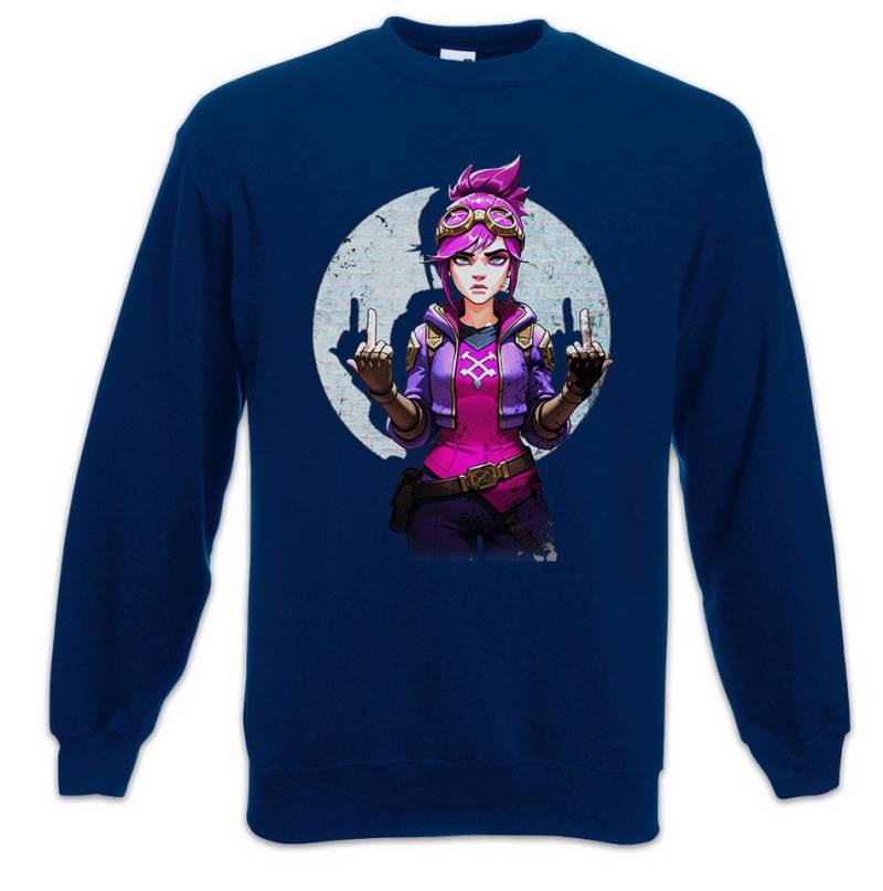Urban Backwoods Sweatshirt Cyber Violet Girl Sweatshirt Arcane Legends Anime Punk Tattoo Jinx (1-tlg) League LOL Gamer Gaming von Urban Backwoods