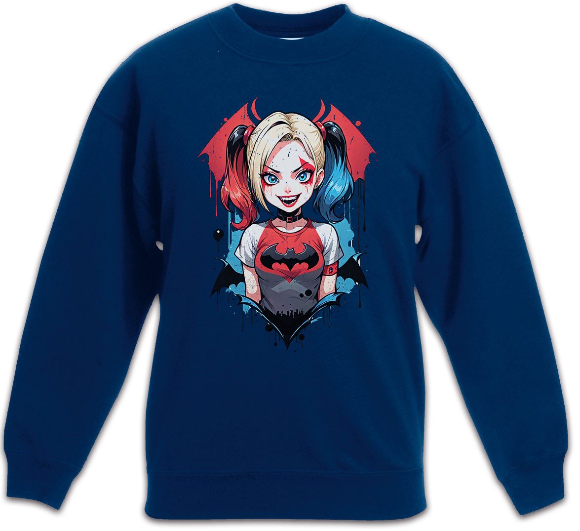 Urban Backwoods Sweatshirt Harley Batcave Girl Kinderpullover Bat Logo Quinn Anime Gotham Batman (1-tlg) Modern Art Man Woman von Urban Backwoods