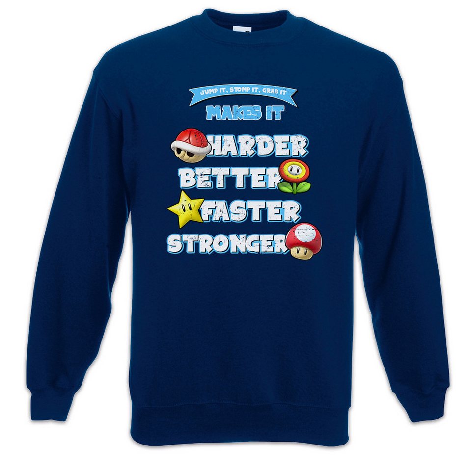 Urban Backwoods Sweatshirt Jump It Stomp It Grab It Sweatshirt Super Better Gamer Nerd Geek Retro (1-tlg) Mario Harder Princess Kart von Urban Backwoods