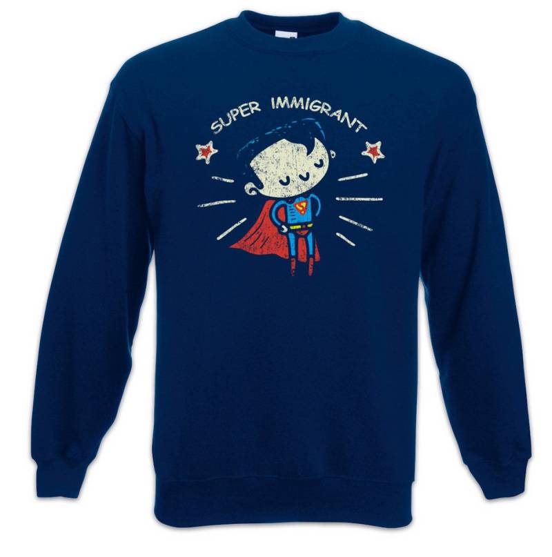 Urban Backwoods Sweatshirt Proud Immigrant Sweatshirt Super Refugee Einwanderer Man Flüchtling S (1-tlg) Fun Comic Look Toon von Urban Backwoods