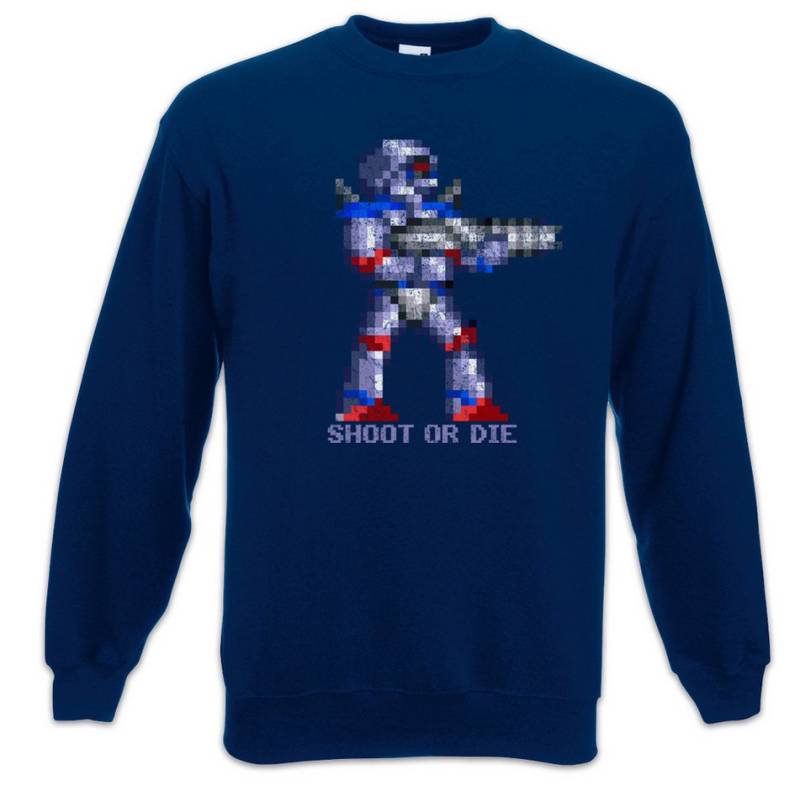Urban Backwoods Sweatshirt Shoot Or Die Sweatshirt Turrican Game Sprite Amiga Figur Robot Spiel (1-tlg) Nerd Geek Gamer 80s von Urban Backwoods