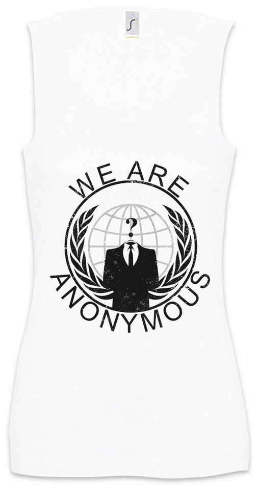 Urban Backwoods Tanktop Anonymous Vintage Globe Logo Ärmelloses Damen T-Shirt We Are Guy For Hacker Mask Vendetta Maske von Urban Backwoods