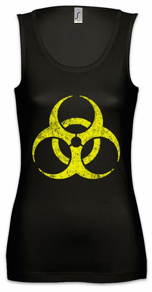 Urban Backwoods Tanktop Black Biohazard Vintage Symbol Ärmelloses Damen T-Shirt Goth TBBT Logo Gothic Punk Rock von Urban Backwoods