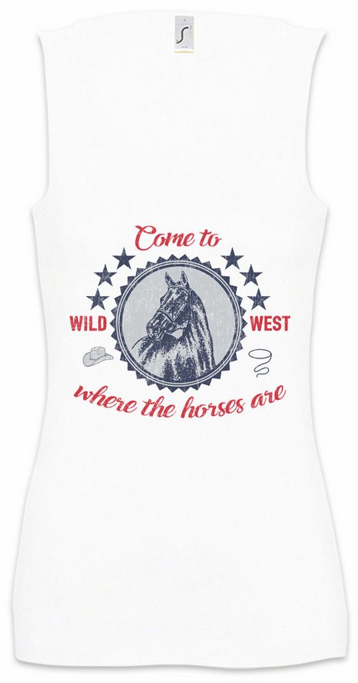 Urban Backwoods Tanktop Come To The Wild West Ärmelloses Damen T-Shirt Horse Pferd Rodeo Sport Cowboy Western Reiten Reiter von Urban Backwoods