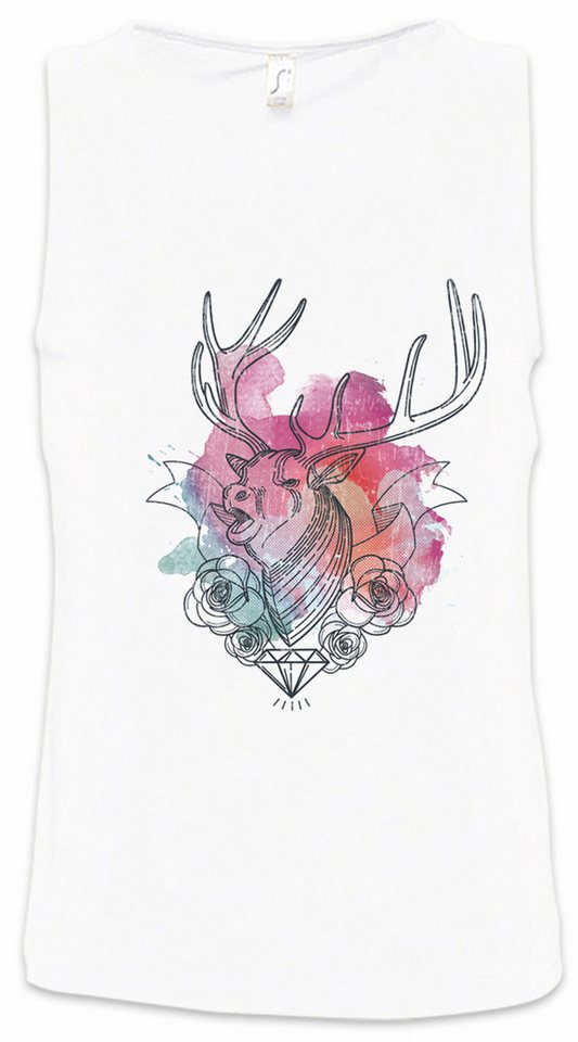 Urban Backwoods Tanktop Deer Diamond Ärmelloses T-Shirt Jägerin Jäger Jagd Reh Hirsch Diamant Rockabella Pin Up Girl von Urban Backwoods