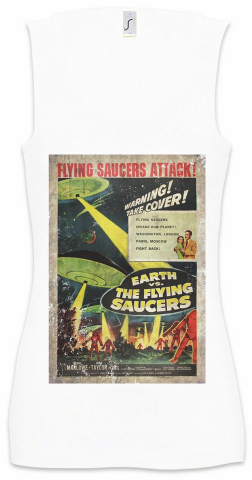 Urban Backwoods Tanktop Earth Vs. Flying Saucers I Ärmelloses Damen T-Shirt Ufo Fliegend Fi Movie Retro 50er von Urban Backwoods