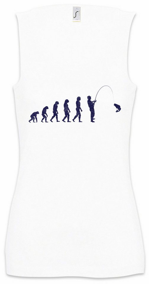 Urban Backwoods Tanktop Fishing Evolution Ärmelloses Damen T-Shirt Charles Human Menschliche Sport Sports Angeln Angler von Urban Backwoods