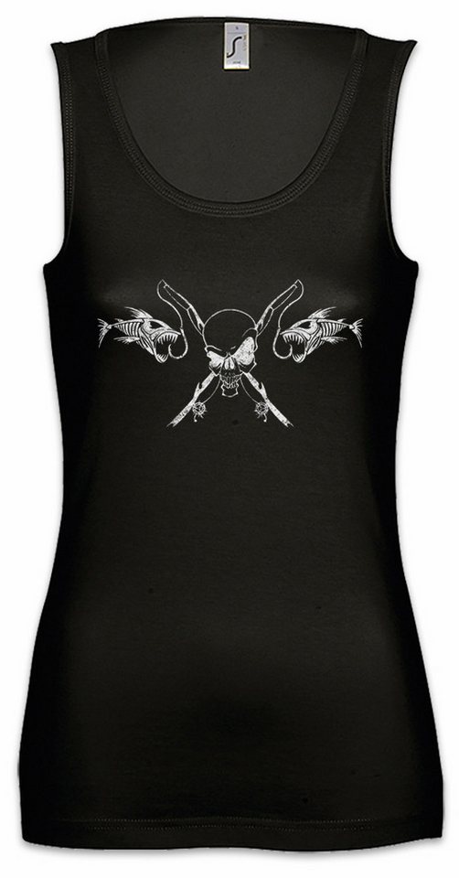Urban Backwoods Tanktop Fishing Skull Ärmelloses Damen T-Shirt Skelett Fischskelett Fisch Angel Angler Fluss See von Urban Backwoods