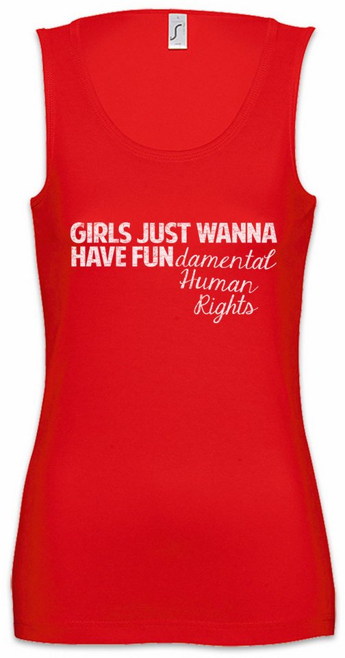 Urban Backwoods Tanktop Girls Just Wanna Have Fun Ärmelloses Damen T-Shirt Venus Fist Sign Women Frauen March Revolution von Urban Backwoods