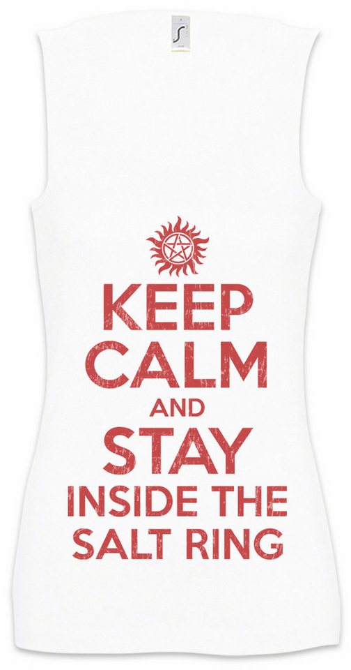 Urban Backwoods Tanktop Keep Calm And Stay Inside The Salt Ring Ärmelloses Damen T-Shirt Fun Logo Pentragramm Pentacle von Urban Backwoods