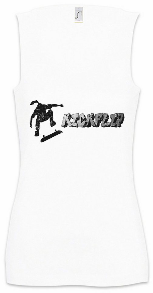 Urban Backwoods Tanktop Kickflip Ärmelloses Damen T-Shirt Skateboard Skate Or Skater Park Deck Skull Sport Sports Contest von Urban Backwoods