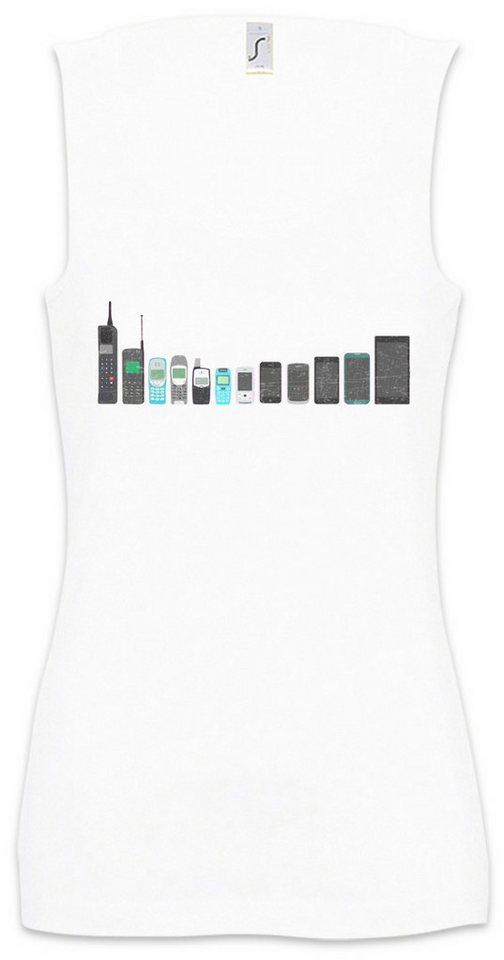 Urban Backwoods Tanktop Mobile Phone Evolution Ärmelloses Damen T-Shirt Fun Geek Nerd Charles Hand Smartphone Entwicklung Technik von Urban Backwoods