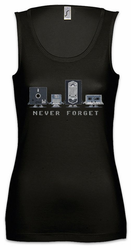 Urban Backwoods Tanktop Never Forget Ärmelloses Damen T-Shirt Floppy Disk Retro Kassette VHS Diskette Floppy Disk Oldschool von Urban Backwoods