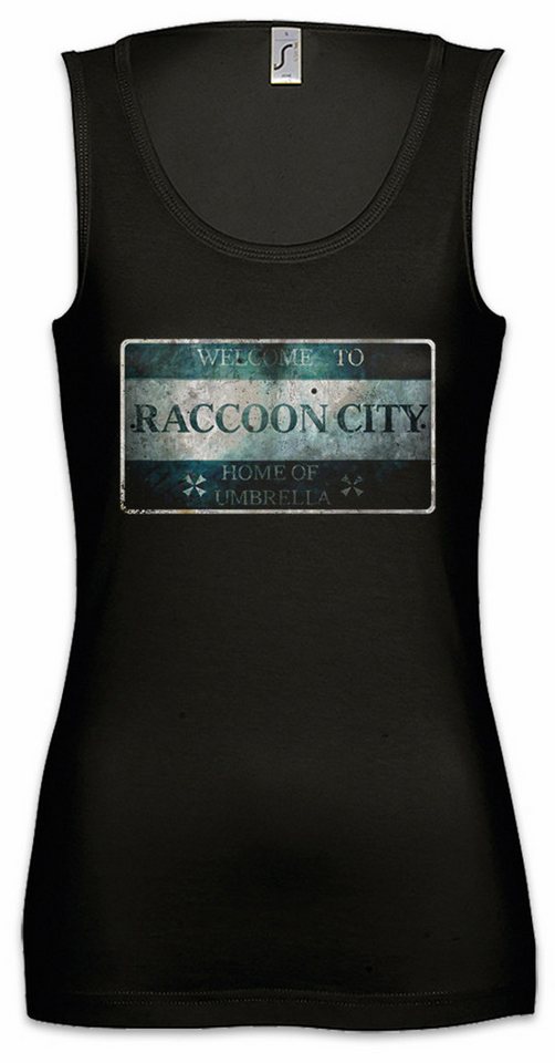 Urban Backwoods Tanktop Raccoon City Sign Ärmelloses Damen T-Shirt Logo Resident Nemesis Evil Wesker Umbrella Horror Gamer von Urban Backwoods
