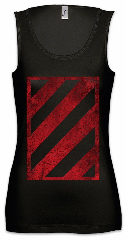 Urban Backwoods Tanktop Red Black Hazard Ärmelloses Damen T-Shirt Hats The Los Angeles Bloc Homeland Security Patch Symbol von Urban Backwoods