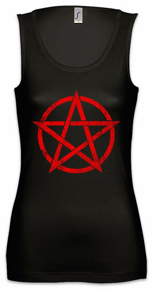 Urban Backwoods Tanktop Red Pentagram Sign Ärmelloses Damen T-Shirt Satan Crowley Pentagramm Satanic Circle Lucifer Church von Urban Backwoods