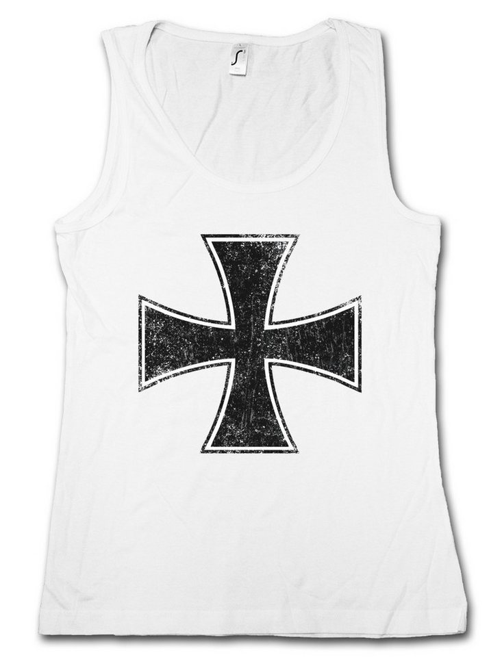 Urban Backwoods Tanktop Rock Cross Ärmelloses Damen T-Shirt Iron Symbol Roll Metal Music Lemmy Logo Symbol Kreuz Rockabilly von Urban Backwoods