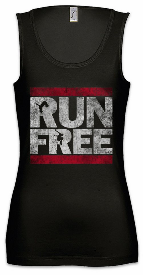 Urban Backwoods Tanktop Run Free Ärmelloses Damen T-Shirt Parcours Parkour Sport Extrem Sports Parkourläufer Freerunning Urban Movement von Urban Backwoods