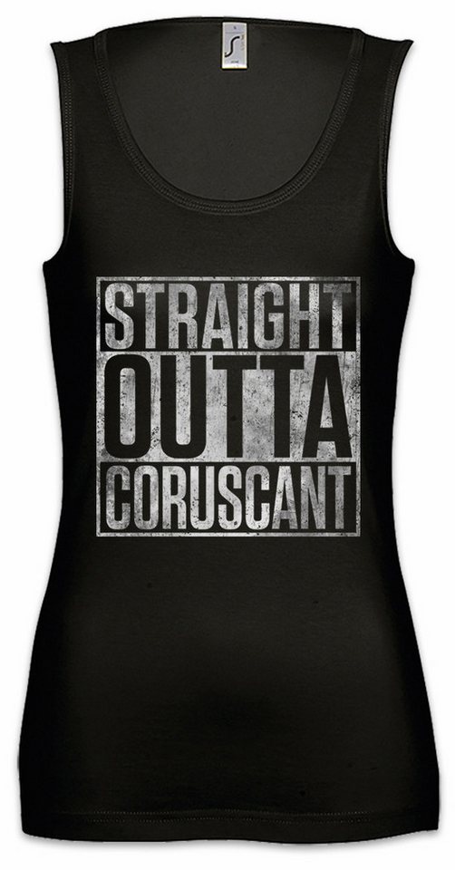 Urban Backwoods Tanktop Straight Outta Coruscant Ärmelloses Damen T-Shirt Star Fun Luke Han Wars Solo Darth Planet von Urban Backwoods