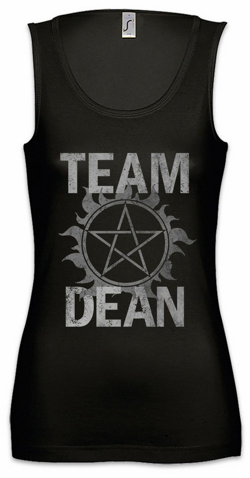 Urban Backwoods Tanktop Team Dean Ärmelloses Damen T-Shirt Supernatural Fun Logo Pentragramm Pentacle Flaming Serie Series von Urban Backwoods
