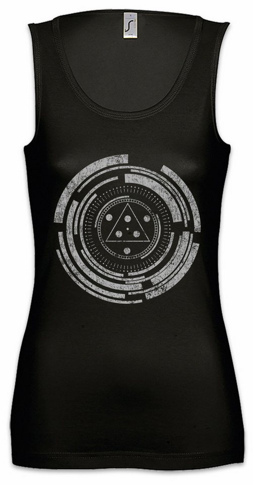 Urban Backwoods Tanktop Technology Circle Ärmelloses Damen T-Shirt Kreis Kreisel Spirale Hypnotiseur Maze Labyrinth Esoterik von Urban Backwoods