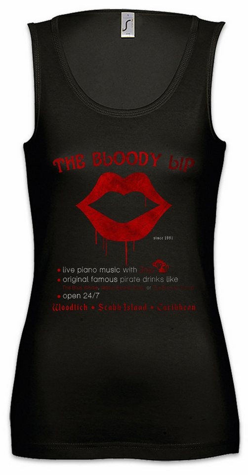 Urban Backwoods Tanktop The Bloody Lip Ärmelloses Damen T-Shirt Monkey Game Secret Caribbean Insel East Logo Symbol von Urban Backwoods