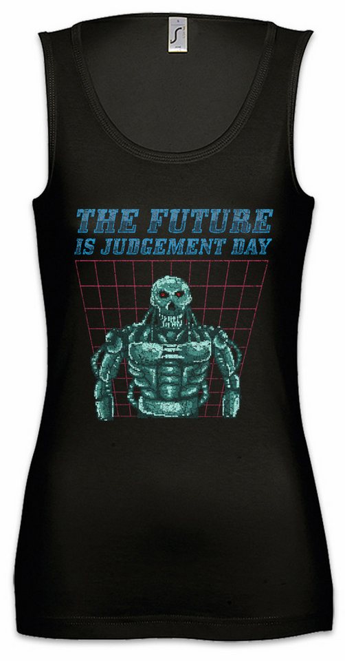 Urban Backwoods Tanktop The Future Is Judgement Day Ärmelloses Damen T-Shirt Gamer Gaming Robot Roboter Zukunft Games von Urban Backwoods