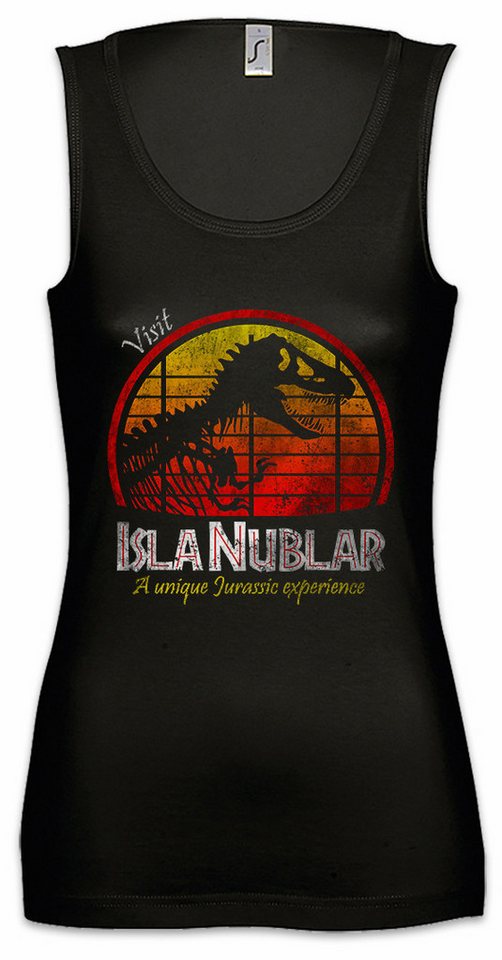 Urban Backwoods Tanktop Visit Island Ärmelloses Damen T-Shirt I Survived Isla Nublar Park Logo Sign Dinosaurier Dinosaur Jurrasic von Urban Backwoods