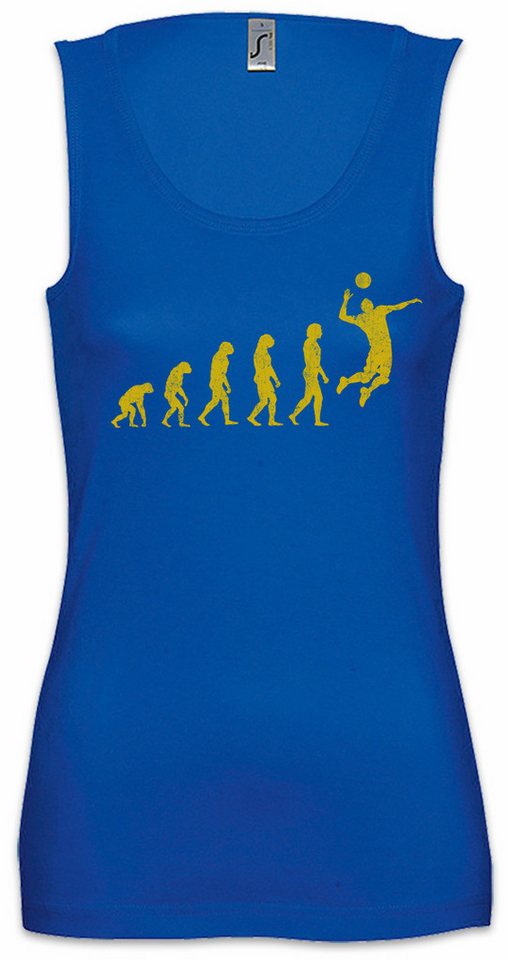 Urban Backwoods Tanktop Volleyball Evolution Ärmelloses Damen T-Shirt Volley Ball Beach Player Aufschlag Serve Sport Sports von Urban Backwoods
