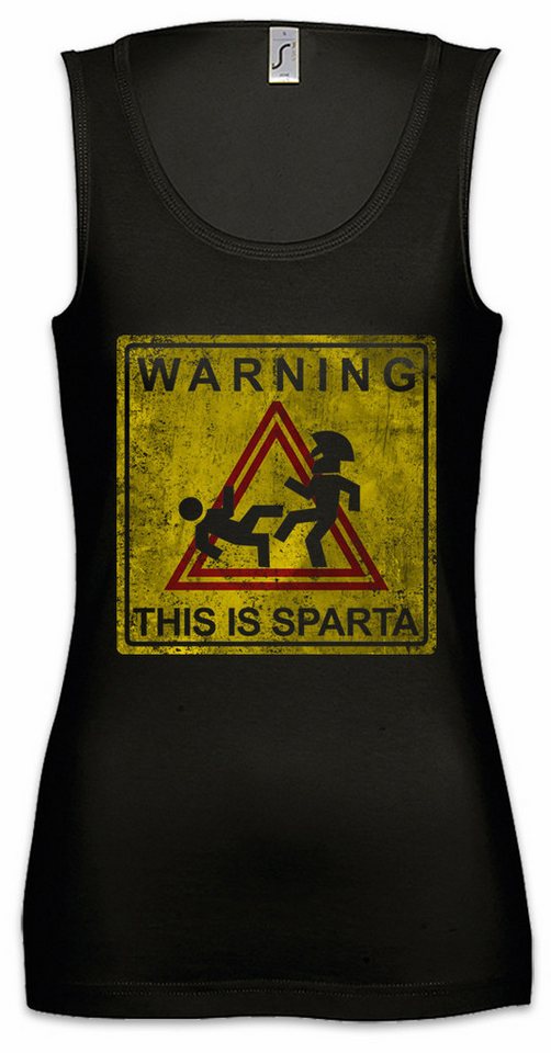 Urban Backwoods Tanktop Warning This Is Sparta Sign Ärmelloses Damen T-Shirt Das ist Spartaner Spartiaten Leoniadas 300 Logo von Urban Backwoods