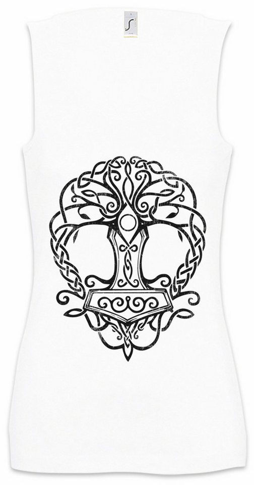 Urban Backwoods Tanktop Yggdrasil Mjölnir Ärmelloses Damen T-Shirt Weltenbaum Tree of Life Walhalla Ravens Odin Thor von Urban Backwoods