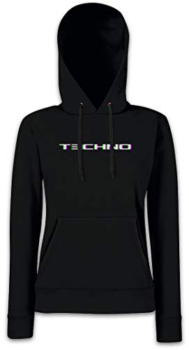 Urban Backwoods Techno Glitch Damen Kapuzenpullover Hoodie Schwarz Größe XS von Urban Backwoods