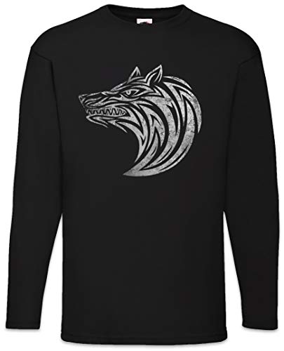 Urban Backwoods Tribal Wolf I Herren Langarm T-Shirt Schwarz Größe S von Urban Backwoods