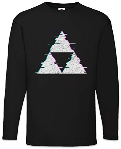 Urban Backwoods Triforce Glitch Herren Langarm T-Shirt Schwarz Größe S von Urban Backwoods
