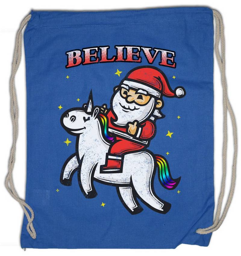 Urban Backwoods Turnbeutel Believe Unicorn Santa Turnbeutel Einhorn Regenbogen Rainbow Clause (1-tlg), XMas Fairies Princess Fairytale von Urban Backwoods