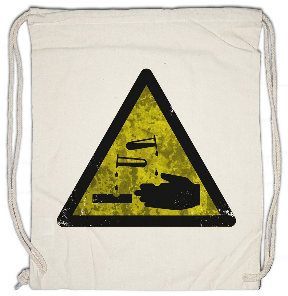 Urban Backwoods Turnbeutel Caution Acid Vintage Logo Sign Turnbeutel Säure Ätzend Schild (1-tlg), Warnschild Warnung Symbol Gefahr von Urban Backwoods