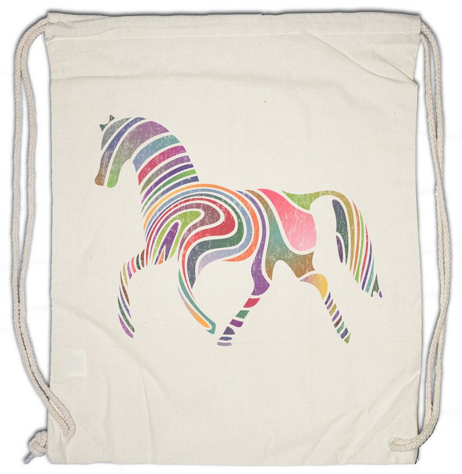 Urban Backwoods Turnbeutel Colored Horse I Turnbeutel Pferd Pferde Reiter Reitsport Turnier Sport (1-tlg), Reiten Riding Rider Horse von Urban Backwoods