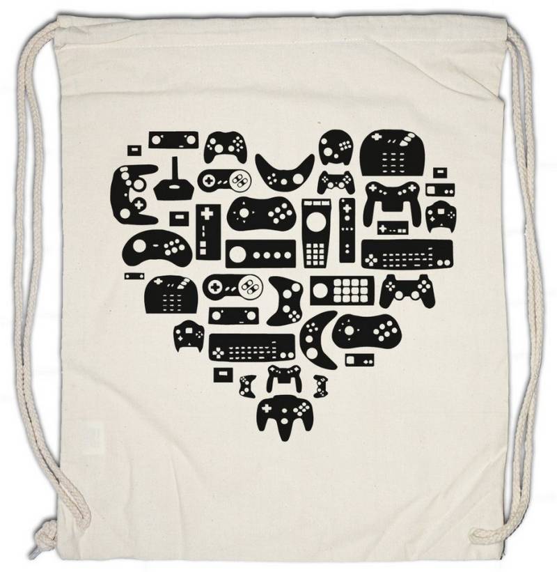 Urban Backwoods Turnbeutel Controller Heart II Turnbeutel Retro Gamer Controller Video Game (1-tlg), Joystick TV 80s Eighties von Urban Backwoods