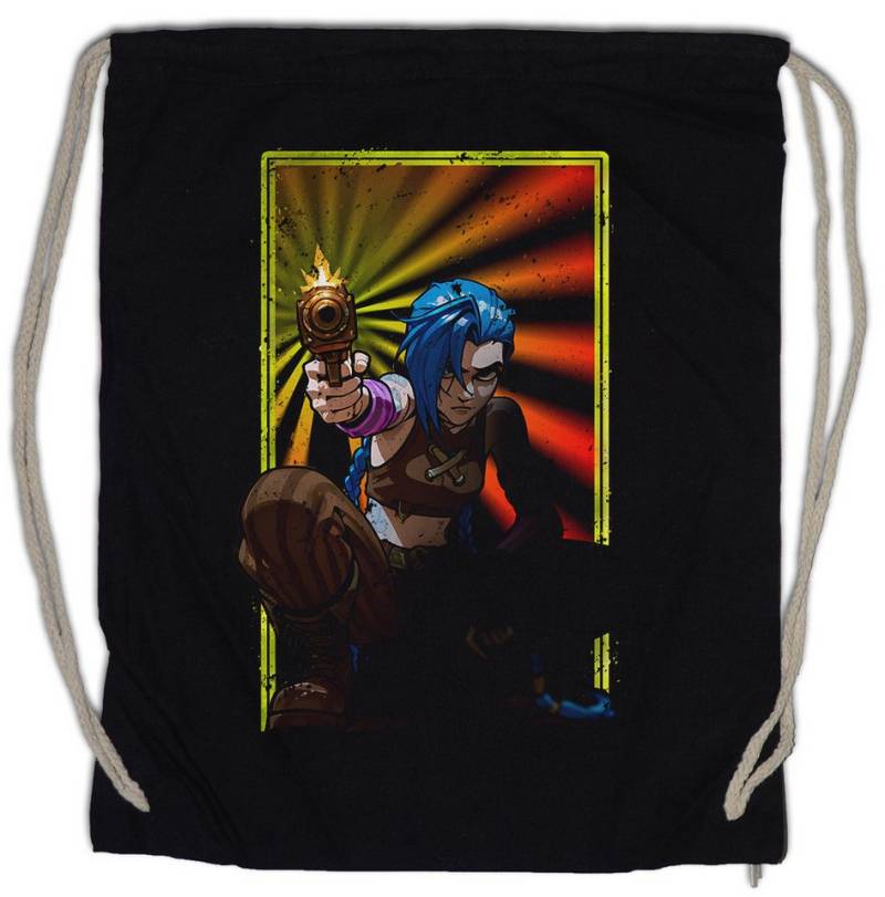 Urban Backwoods Turnbeutel Cyber League Girl Turnbeutel Arcane Anime Punk Tattoo Legends Jinx LOL (1-tlg), Gamer Gaming Japan Asia von Urban Backwoods