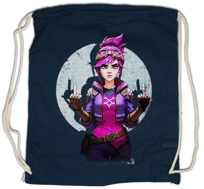 Urban Backwoods Turnbeutel Cyber Violet Girl Turnbeutel Arcane Legends Anime Punk Tattoo Jinx (1-tlg), League LOL Gamer Gaming von Urban Backwoods