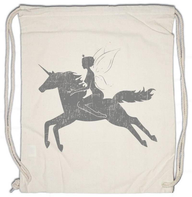 Urban Backwoods Turnbeutel Fairy Riding Unicorn Turnbeutel Einhorn Regenbogen Horn Rainbow Sweet (1-tlg), Fairies Unicorn Princess Fairytale von Urban Backwoods