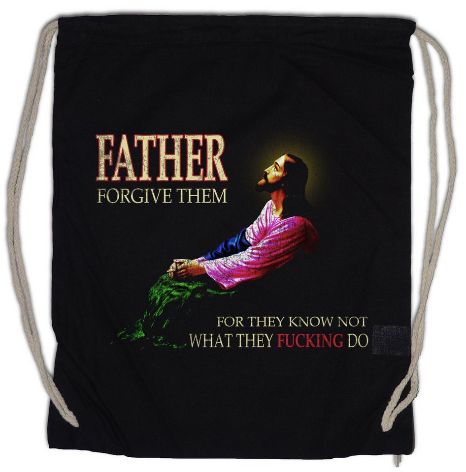 Urban Backwoods Turnbeutel Father Forgive Them Turnbeutel Jesus Christ Christus Kirche Religion (1-tlg), Messiah Messias Apocalypse Ufo von Urban Backwoods