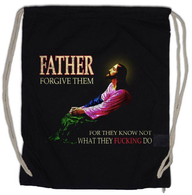 Urban Backwoods Turnbeutel Father Forgive Them Turnbeutel Jesus Christ Christus Kirche Religion (1-tlg), Messiah Messias Apocalypse Ufo von Urban Backwoods