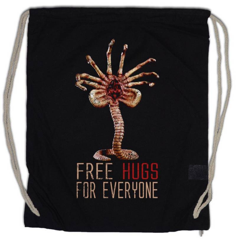 Urban Backwoods Turnbeutel Free Hugs For Everyone Turnbeutel Promethues Weyland Ripley Alien (1-tlg), Nostromo Yutani Corp Facehugger von Urban Backwoods