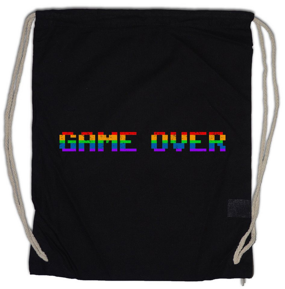 Urban Backwoods Turnbeutel Game Over Rainbow Turnbeutel Retro Gamer Gaming Vintage Arcade PC (1-tlg), Computer VG Video Nerd von Urban Backwoods