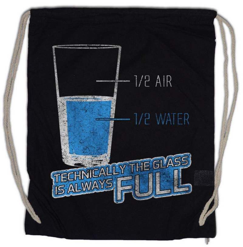Urban Backwoods Turnbeutel Glas Always Full Turnbeutel Optimist Optimistic Comedian Comedy Fun (1-tlg), Halb Voll Fasching Karneval von Urban Backwoods