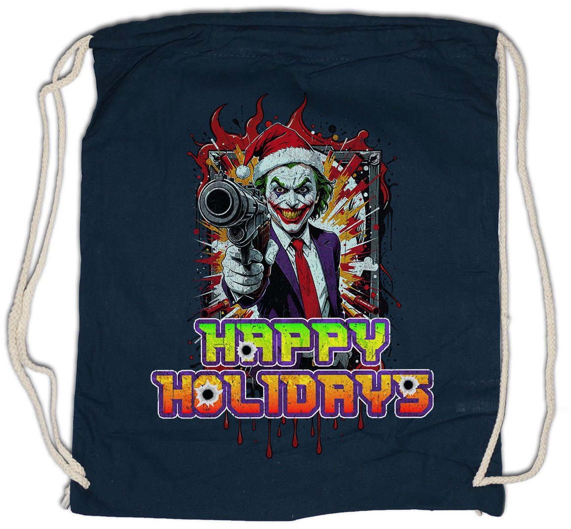 Urban Backwoods Turnbeutel Happy Holidays Joker Gun Turnbeutel Merry Santa X-Mas Claus Christmas (1-tlg), Batman Weihnachten Gotham Weihnachtsmann von Urban Backwoods