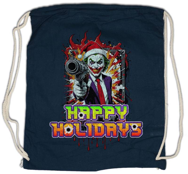 Urban Backwoods Turnbeutel Happy Holidays Joker Gun Turnbeutel Merry Santa X-Mas Claus Christmas (1-tlg), Batman Weihnachten Gotham Weihnachtsmann von Urban Backwoods